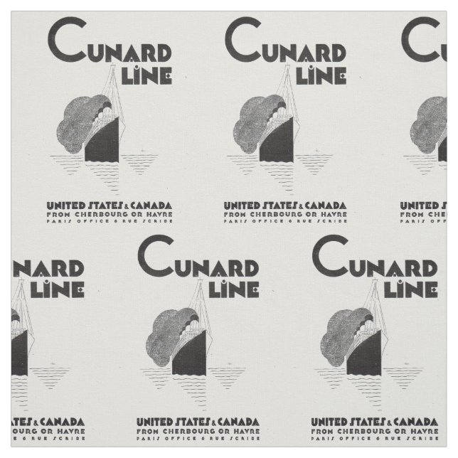 1920s Cunard Line art deco ad print Fabric (Swatch)