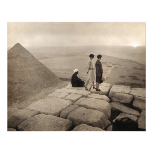1920s Cute Girls Pyramid of Khufu Giza Egypt  Photo Print