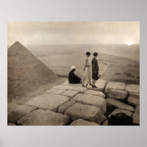 1920s Cute Girls Pyramid of Khufu Giza Egypt  Poster