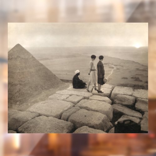 1920s Cute Girls Pyramid of Khufu Giza Egypt  Window Cling