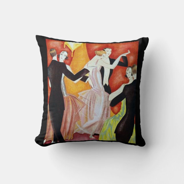 1920's Dancing Couples Throw Pillow (Front)