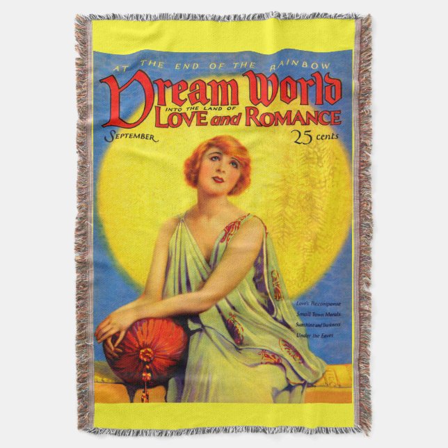 1920s Dream World magazine cover print Throw Blanket (Front Vertical)