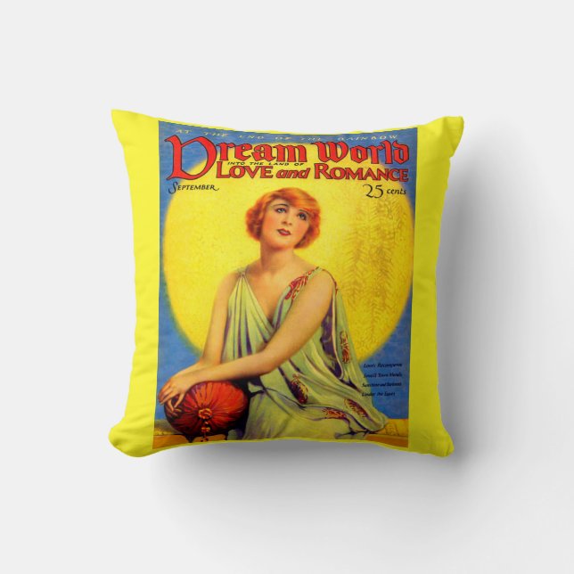 1920s Dream World magazine cover print Throw Pillow (Front)