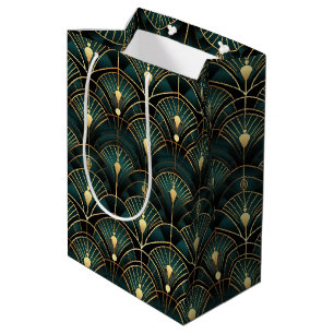 1920s Emerald and Gold Art Deco Medium Gift Bag