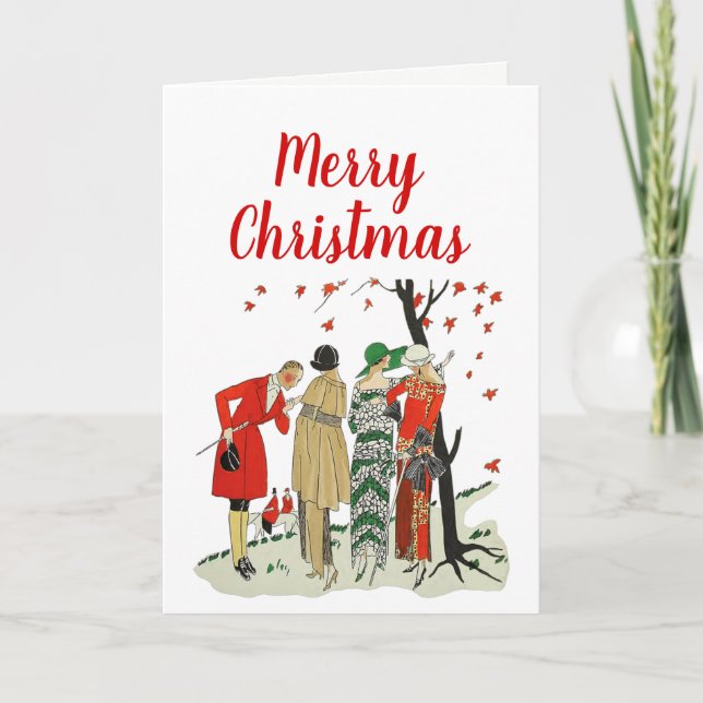 1920s Fashion Dressed For the Fox Hunt Holiday Card (Front)