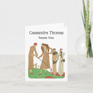 1920s Fashion Fashionable Ladies Playing Golf Letterpress Thank You Card