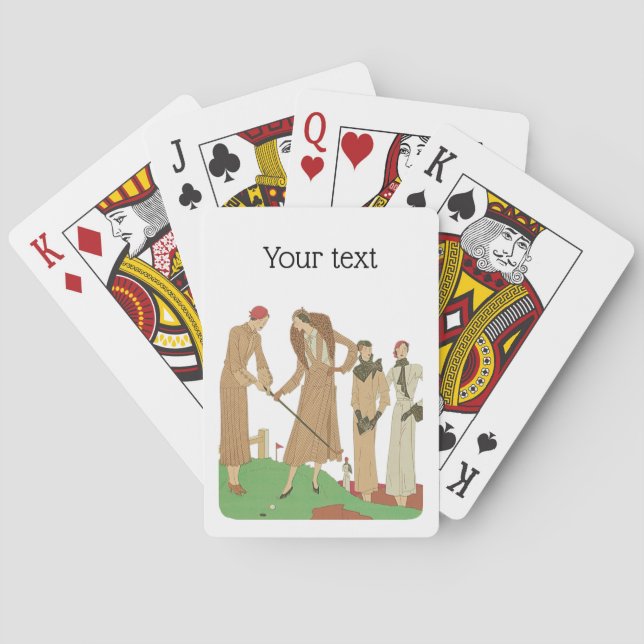 1920s Fashion Fashionable Ladies Playing Golf Poker Cards (Back)