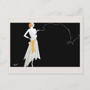 1920s fashion flapper girl drawing postcard