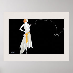 1920s fashion flapper girl drawing poster