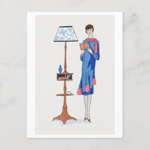 1920s Fashion Plate for Daytime Dress & Reading Postcard