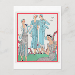 1920s Fashion Plate for Daytime Dresses Postcard