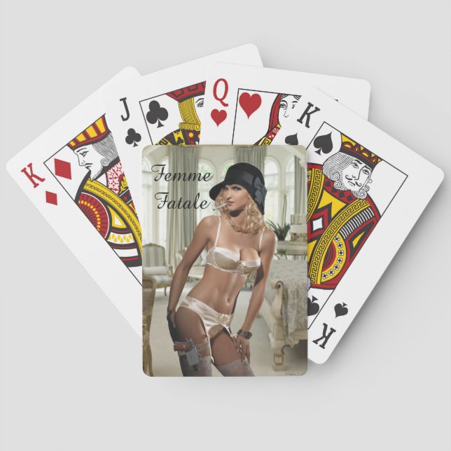 1920's Femme Fatale Diva - Smoking and Guns Poker Cards (Back)