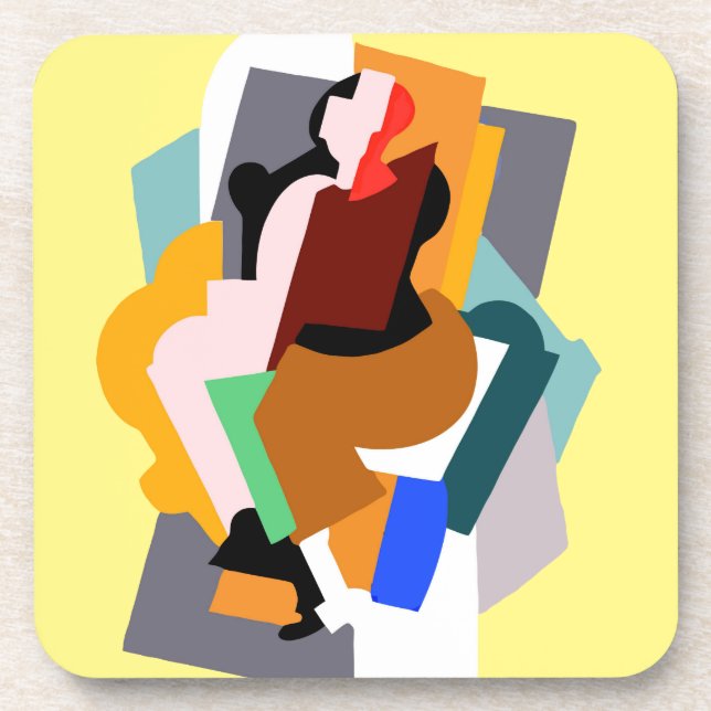 1920s figure abstract woman vintage art  beverage coaster (Front)