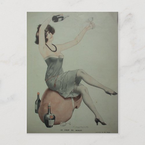 1920s Flapper Champagne Girl Postcard