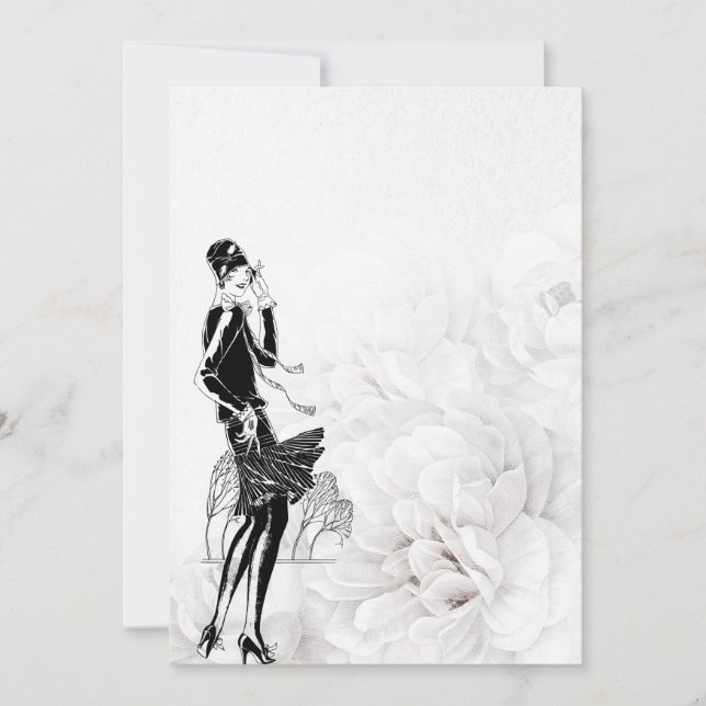 1920s Flapper Dress Black and White  Thank You Card (Front)