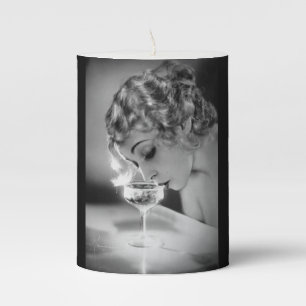1920s Flapper Drinking Champagne On a Candle