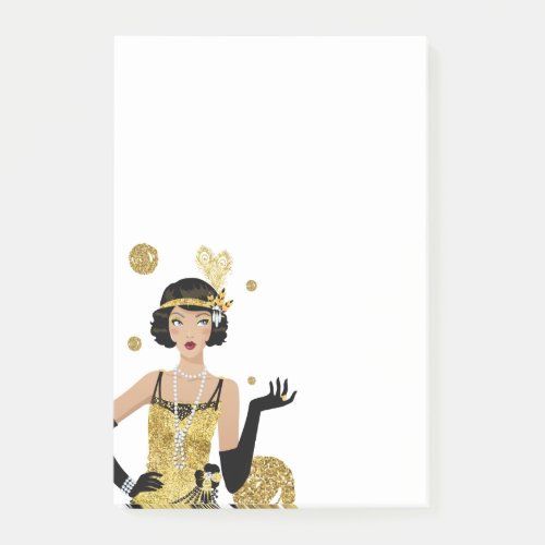 1920s flapper girl 70s retro woman post_it notes