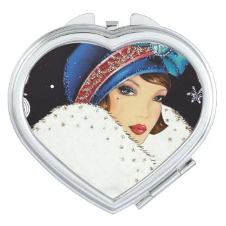 1920s Flapper Girl in Blue Compact Mirror