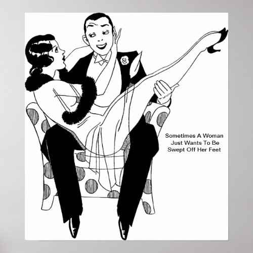 1920s Flapper Girl Man Lovers Couple Romance Art Poster