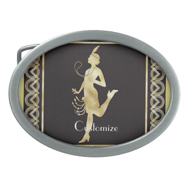 1920's Flapper Girl Thunder_Cove    Belt Buckle (Front)