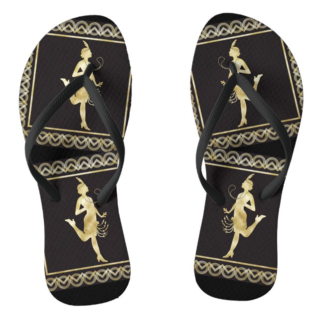 1920's Flapper Girl Thunder_Cove Flip Flops (Footbed)