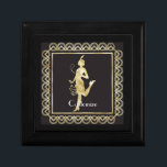 1920's Flapper Girl Thunder_Cove  Gift Box<br><div class="desc">Art Nouveau 1920's female in flapper dress to personalize by changing to your name on  any background color</div>