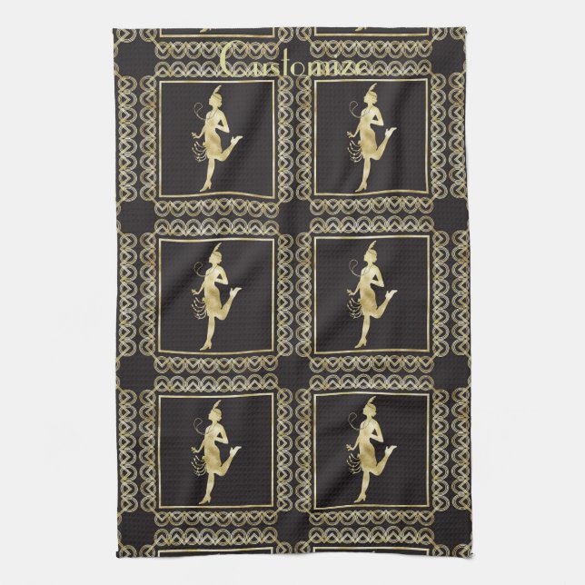 1920's Flapper Girl Thunder_Cove Kitchen Towel (Vertical)