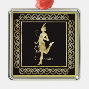 1920's Flapper Girl Thunder_Cove Metal Ornament
