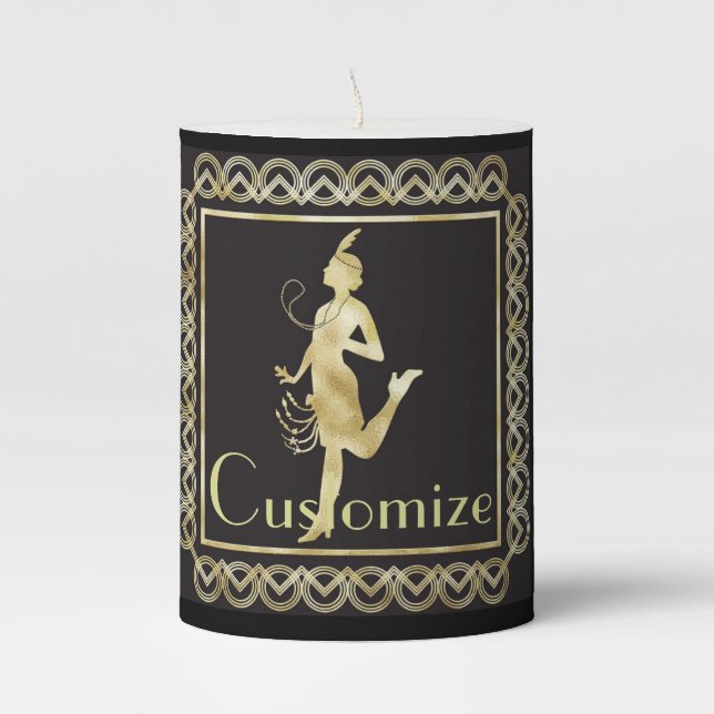 1920's Flapper Girl Thunder_Cove Pillar Candle (Front)