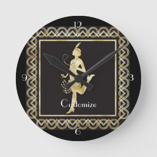 1920's Flapper Girl Thunder_Cove Round Clock