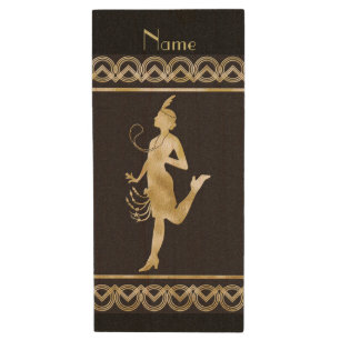 1920's Flapper Girl Thunder_Cove Wood Flash Drive