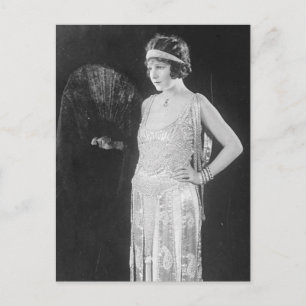 1920's Flapper girl Vintage black and white photo Postcard