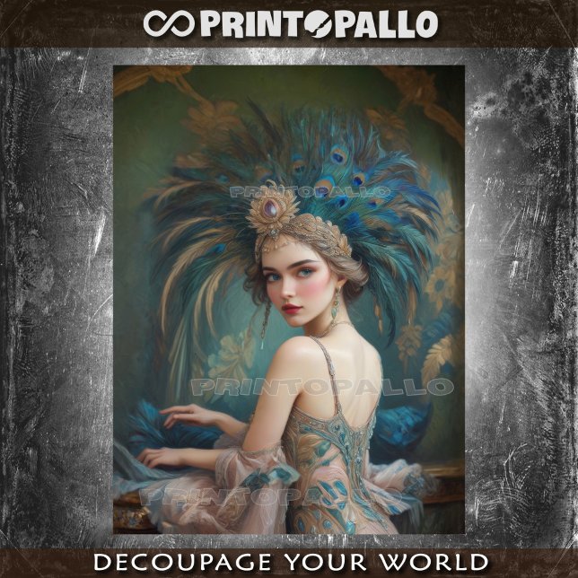 1920s flapper girl with peacock ornaments tissue paper (Creator Uploaded)