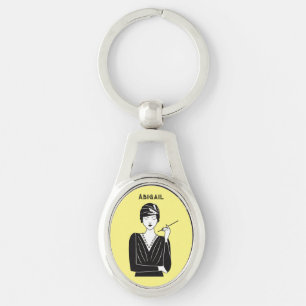 1920s Flapper Glam Model theme. Editable name  Keychain