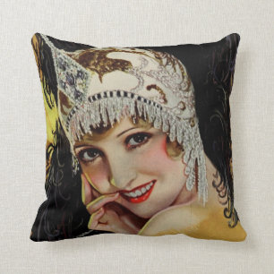 1920's Flapper Glamour Throw Pillow