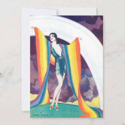 1920s Flapper With Rainbow Blank Card