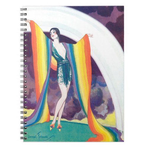 1920s Flapper With Rainbow Spiral Photo Notebook