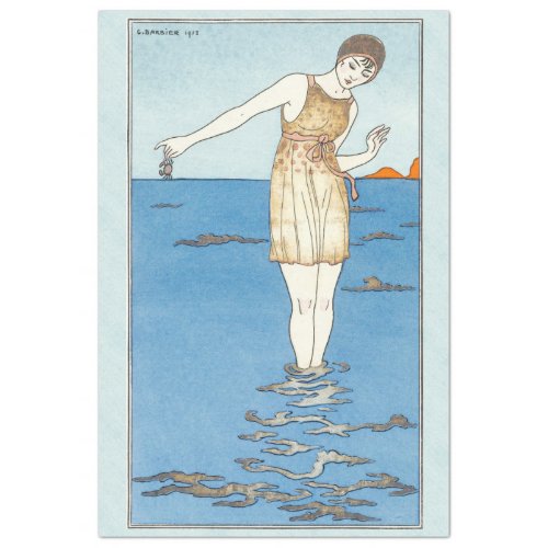 1920s FRENCH ART DECO SWIMMING PRINT Tissue Paper