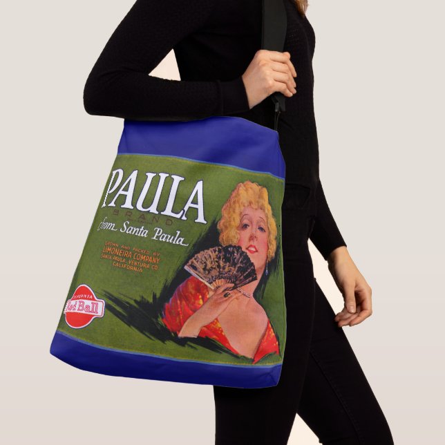 1920s fruit crate label Paula from Santa Paula Crossbody Bag (Close Up)