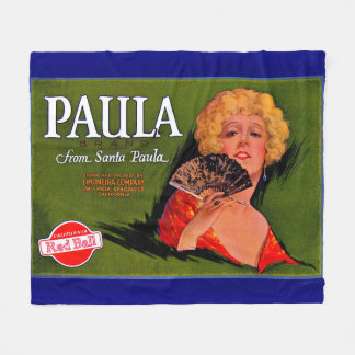 1920s fruit crate label Paula from Santa Paula Fleece Blanket