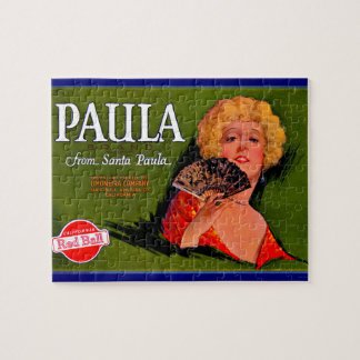 1920s fruit crate label Paula from Santa Paula Jigsaw Puzzle