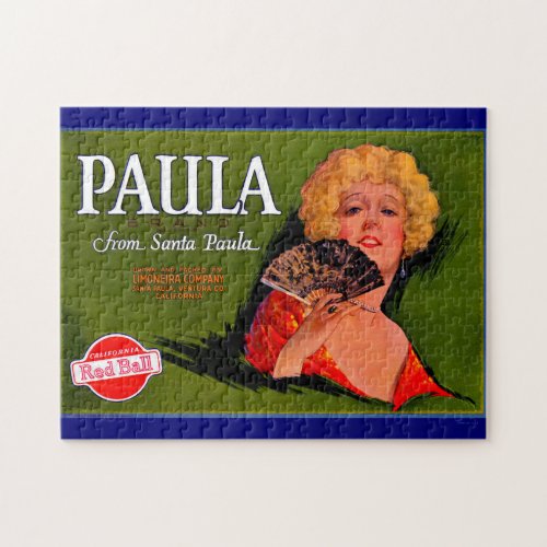 1920s fruit crate label Paula from Santa Paula Jigsaw Puzzle