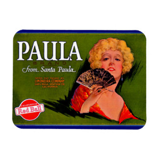 1920s fruit crate label Paula from Santa Paula Magnet