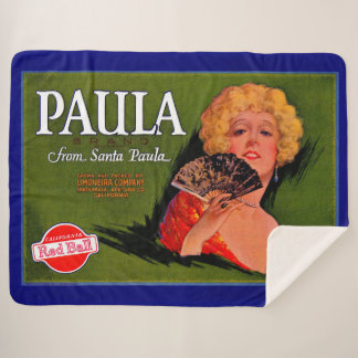1920s fruit crate label Paula from Santa Paula Sherpa Blanket