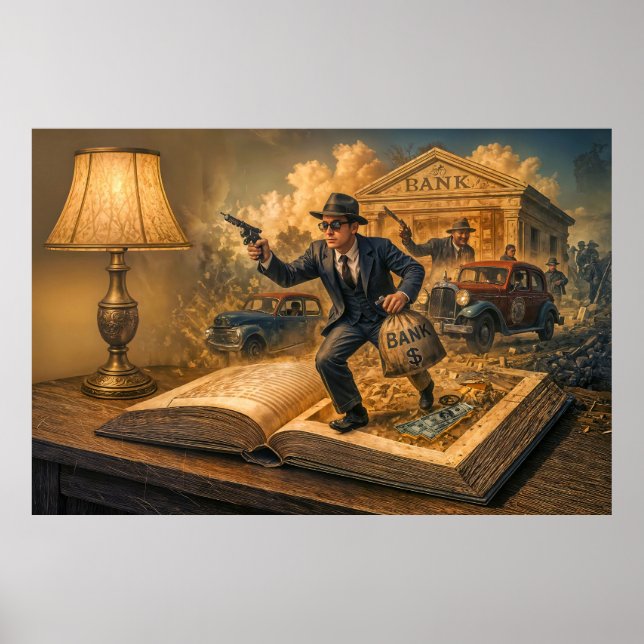 1920s gangster book scene illustration poster (Front)
