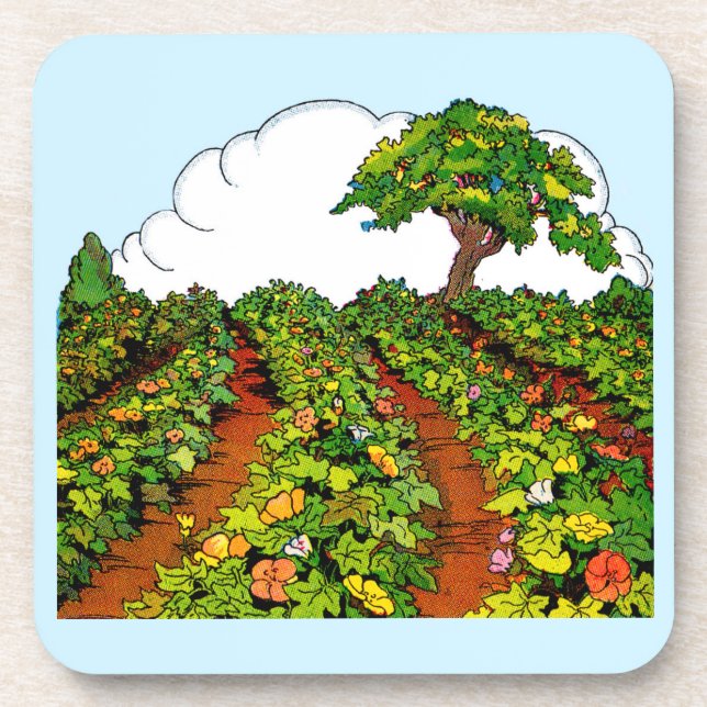 1920s garden print beverage coaster (Front)