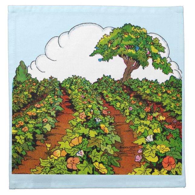 1920s garden print cloth napkin (Front)