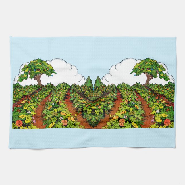 1920s garden print kitchen towel (Horizontal)