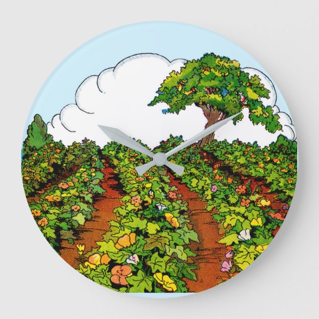 1920s garden print large clock (Front)