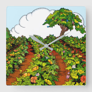 1920s garden print square wall clock
